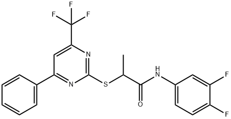 N-(3,4-difluorophenyl)-2-{[4-phenyl-6-(trifluoromethyl)-2-pyrimidinyl]sulfanyl}propanamide Struktur