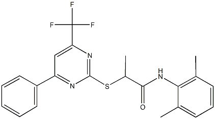 N-(2,6-dimethylphenyl)-2-{[4-phenyl-6-(trifluoromethyl)-2-pyrimidinyl]sulfanyl}propanamide Struktur