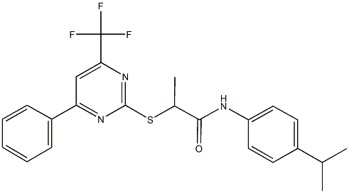 N-(4-isopropylphenyl)-2-{[4-phenyl-6-(trifluoromethyl)-2-pyrimidinyl]sulfanyl}propanamide Struktur