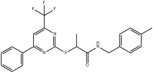 N-(4-methylbenzyl)-2-{[4-phenyl-6-(trifluoromethyl)-2-pyrimidinyl]sulfanyl}propanamide Struktur