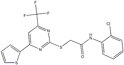 N-(2-chlorophenyl)-2-{[4-(2-thienyl)-6-(trifluoromethyl)-2-pyrimidinyl]sulfanyl}acetamide Struktur