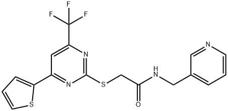 N-(3-pyridinylmethyl)-2-{[4-(2-thienyl)-6-(trifluoromethyl)-2-pyrimidinyl]sulfanyl}acetamide Struktur