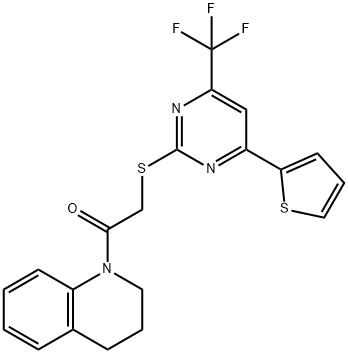 2-(3,4-dihydro-1(2H)-quinolinyl)-2-oxoethyl 4-(2-thienyl)-6-(trifluoromethyl)-2-pyrimidinyl sulfide Struktur