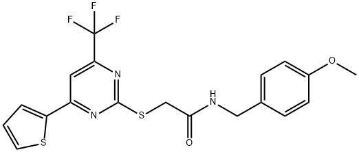 N-(4-methoxybenzyl)-2-{[4-(2-thienyl)-6-(trifluoromethyl)-2-pyrimidinyl]sulfanyl}acetamide Struktur