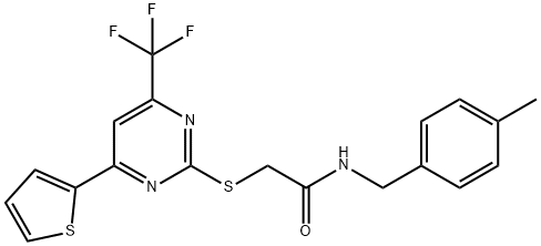 N-(4-methylbenzyl)-2-{[4-(2-thienyl)-6-(trifluoromethyl)-2-pyrimidinyl]sulfanyl}acetamide Struktur