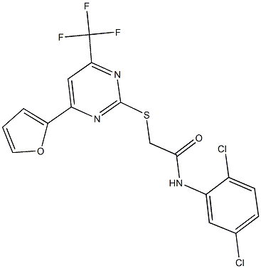 N-(2,5-dichlorophenyl)-2-{[4-(2-furyl)-6-(trifluoromethyl)-2-pyrimidinyl]sulfanyl}acetamide Struktur