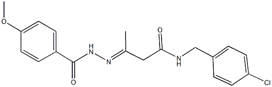 N-(4-chlorobenzyl)-3-[(4-methoxybenzoyl)hydrazono]butanamide Struktur