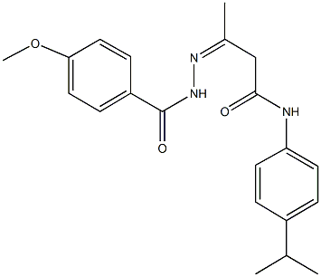 N-(4-isopropylphenyl)-3-[(4-methoxybenzoyl)hydrazono]butanamide Struktur