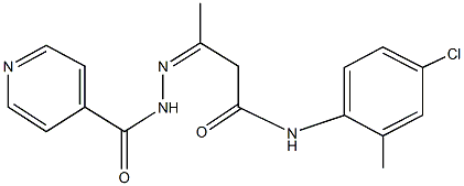 N-(4-chloro-2-methylphenyl)-3-(isonicotinoylhydrazono)butanamide Struktur