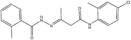 N-(4-chloro-2-methylphenyl)-3-[(2-methylbenzoyl)hydrazono]butanamide Struktur