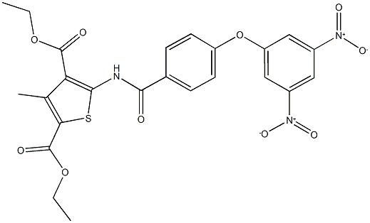 diethyl 5-[(4-{3,5-bisnitrophenoxy}benzoyl)amino]-3-methyl-2,4-thiophenedicarboxylate Struktur