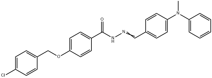 4-[(4-chlorobenzyl)oxy]-N'-[4-(methylanilino)benzylidene]benzohydrazide Struktur