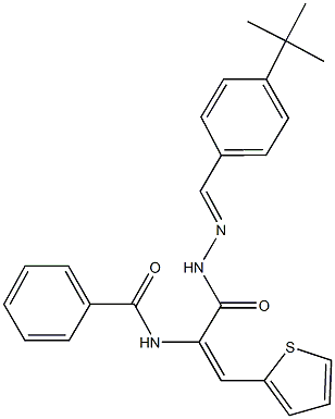 N-[1-{[2-(4-tert-butylbenzylidene)hydrazino]carbonyl}-2-(2-thienyl)vinyl]benzamide Struktur