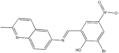 2-bromo-4-nitro-6-{[(2-methyl-6-quinolinyl)imino]methyl}phenol Struktur