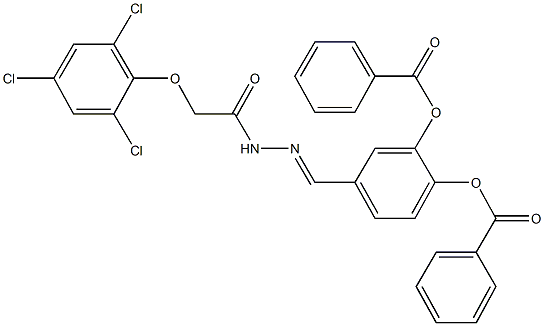 2-(benzoyloxy)-4-{2-[(2,4,6-trichlorophenoxy)acetyl]carbohydrazonoyl}phenyl benzoate Struktur