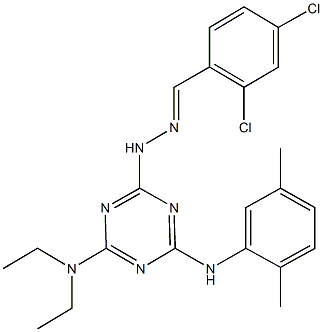 2,4-dichlorobenzaldehyde [4-(diethylamino)-6-(2,5-dimethylanilino)-1,3,5-triazin-2-yl]hydrazone Struktur