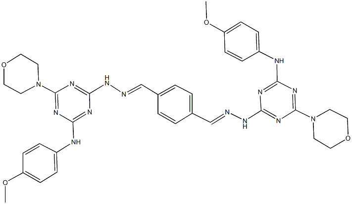 terephthalaldehyde bis{[4-(4-methoxyanilino)-6-(4-morpholinyl)-1,3,5-triazin-2-yl]hydrazone} Struktur