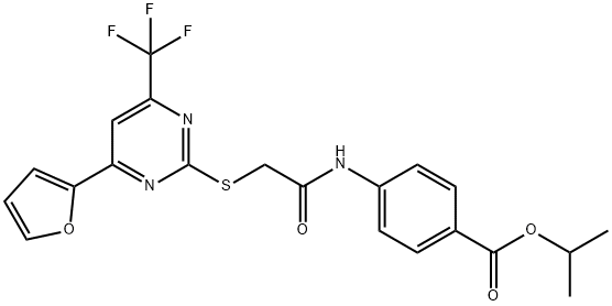 isopropyl 4-[({[4-(2-furyl)-6-(trifluoromethyl)-2-pyrimidinyl]sulfanyl}acetyl)amino]benzoate Struktur