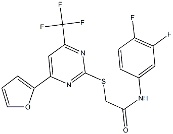 N-(3,4-difluorophenyl)-2-{[4-(2-furyl)-6-(trifluoromethyl)-2-pyrimidinyl]sulfanyl}acetamide Struktur