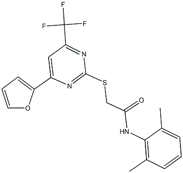 N-(2,6-dimethylphenyl)-2-{[4-(2-furyl)-6-(trifluoromethyl)-2-pyrimidinyl]sulfanyl}acetamide Struktur