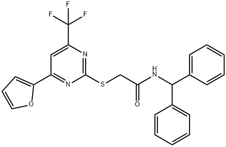 N-benzhydryl-2-{[4-(2-furyl)-6-(trifluoromethyl)-2-pyrimidinyl]sulfanyl}acetamide Struktur