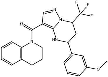 3-[3-(3,4-dihydro-1(2H)-quinolinylcarbonyl)-7-(trifluoromethyl)-4,5,6,7-tetrahydropyrazolo[1,5-a]pyrimidin-5-yl]phenyl methyl ether Struktur