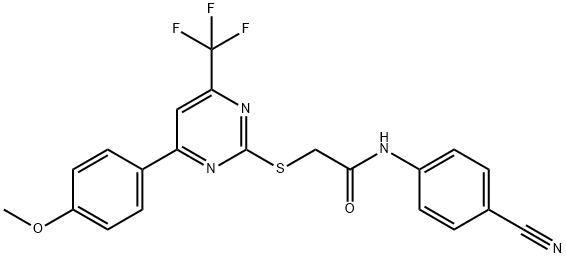 N-(4-cyanophenyl)-2-{[4-(4-methoxyphenyl)-6-(trifluoromethyl)-2-pyrimidinyl]sulfanyl}acetamide Struktur