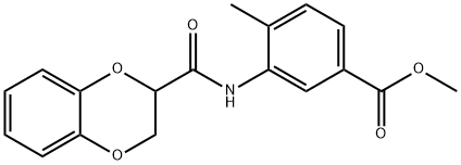 methyl 3-[(2,3-dihydro-1,4-benzodioxin-2-ylcarbonyl)amino]-4-methylbenzoate Struktur