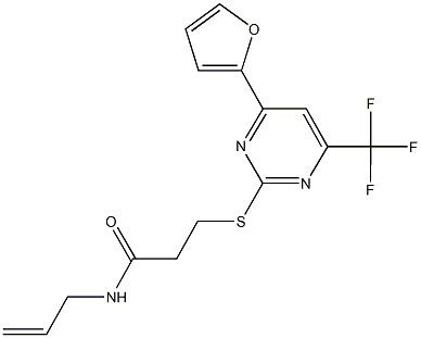 N-allyl-3-{[4-(2-furyl)-6-(trifluoromethyl)-2-pyrimidinyl]sulfanyl}propanamide Struktur