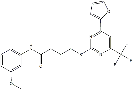 4-{[4-(2-furyl)-6-(trifluoromethyl)-2-pyrimidinyl]sulfanyl}-N-(3-methoxyphenyl)butanamide Struktur