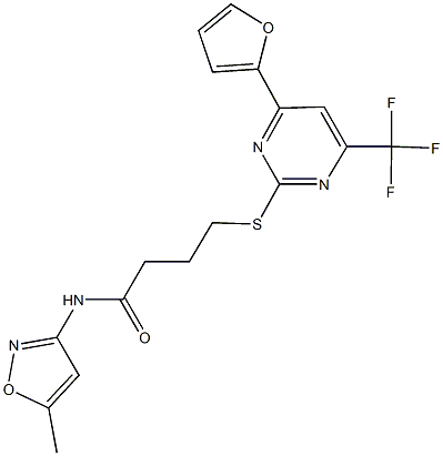 4-{[4-(2-furyl)-6-(trifluoromethyl)-2-pyrimidinyl]sulfanyl}-N-(5-methyl-3-isoxazolyl)butanamide Struktur