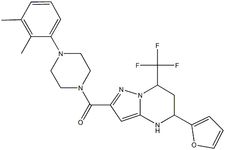 2-{[4-(2,3-dimethylphenyl)-1-piperazinyl]carbonyl}-5-(2-furyl)-7-(trifluoromethyl)-4,5,6,7-tetrahydropyrazolo[1,5-a]pyrimidine Struktur