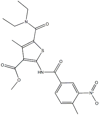 methyl 5-[(diethylamino)carbonyl]-2-({3-nitro-4-methylbenzoyl}amino)-4-methyl-3-thiophenecarboxylate Struktur