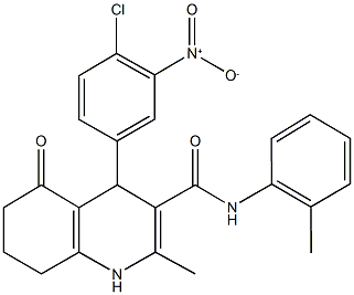 4-{4-chloro-3-nitrophenyl}-2-methyl-N-(2-methylphenyl)-5-oxo-1,4,5,6,7,8-hexahydro-3-quinolinecarboxamide Struktur