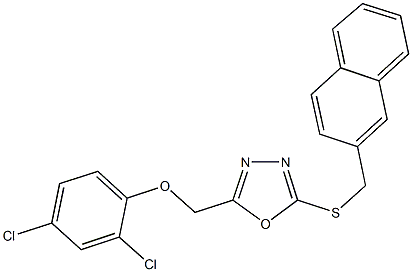 2-[(2,4-dichlorophenoxy)methyl]-5-[(2-naphthylmethyl)sulfanyl]-1,3,4-oxadiazole Struktur