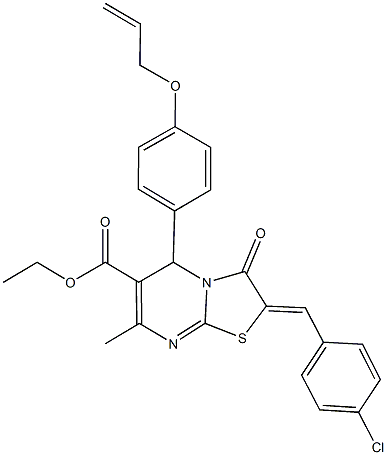 ethyl 5-[4-(allyloxy)phenyl]-2-(4-chlorobenzylidene)-7-methyl-3-oxo-2,3-dihydro-5H-[1,3]thiazolo[3,2-a]pyrimidine-6-carboxylate Struktur