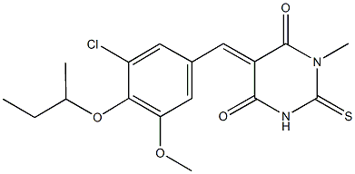 5-(4-sec-butoxy-3-chloro-5-methoxybenzylidene)-1-methyl-2-thioxodihydro-4,6(1H,5H)-pyrimidinedione Struktur