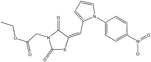 ethyl {5-[(1-{4-nitrophenyl}-1H-pyrrol-2-yl)methylene]-2,4-dioxo-1,3-thiazolidin-3-yl}acetate Struktur