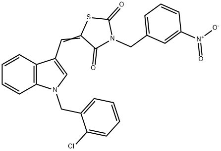 5-{[1-(2-chlorobenzyl)-1H-indol-3-yl]methylene}-3-{3-nitrobenzyl}-1,3-thiazolidine-2,4-dione Struktur