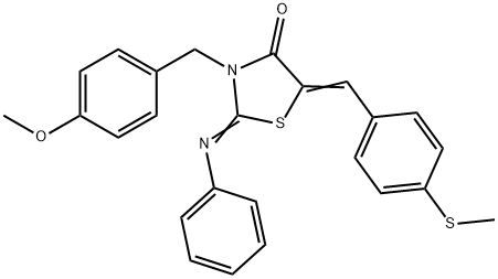 3-(4-methoxybenzyl)-5-[4-(methylsulfanyl)benzylidene]-2-(phenylimino)-1,3-thiazolidin-4-one Struktur