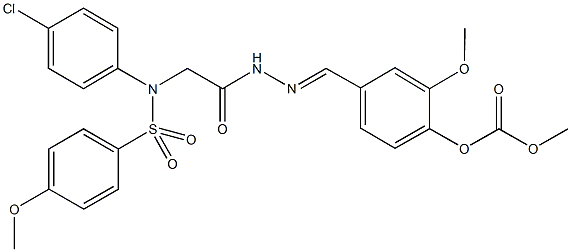 4-[2-({4-chloro[(4-methoxyphenyl)sulfonyl]anilino}acetyl)carbohydrazonoyl]-2-methoxyphenyl methyl carbonate Struktur