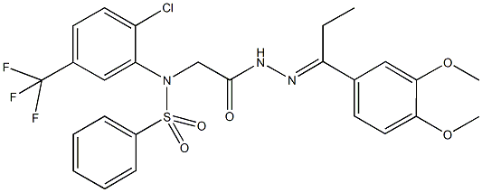 N-[2-chloro-5-(trifluoromethyl)phenyl]-N-(2-{2-[1-(3,4-dimethoxyphenyl)propylidene]hydrazino}-2-oxoethyl)benzenesulfonamide Struktur