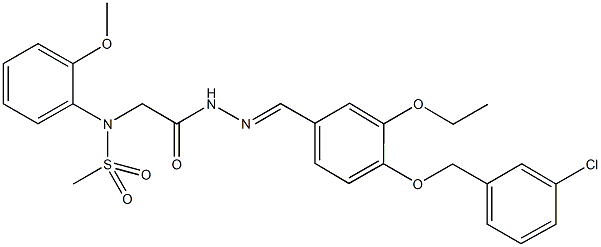 N-[2-(2-{4-[(3-chlorobenzyl)oxy]-3-ethoxybenzylidene}hydrazino)-2-oxoethyl]-N-(2-methoxyphenyl)methanesulfonamide Struktur