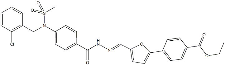 ethyl 4-[5-(2-{4-[(2-chlorobenzyl)(methylsulfonyl)amino]benzoyl}carbohydrazonoyl)-2-furyl]benzoate Struktur