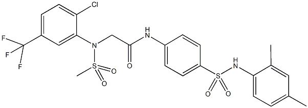 2-[2-chloro(methylsulfonyl)-5-(trifluoromethyl)anilino]-N-{4-[(2,4-dimethylanilino)sulfonyl]phenyl}acetamide Struktur