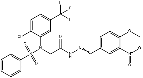 N-[2-chloro-5-(trifluoromethyl)phenyl]-N-[2-(2-{3-nitro-4-methoxybenzylidene}hydrazino)-2-oxoethyl]benzenesulfonamide Struktur