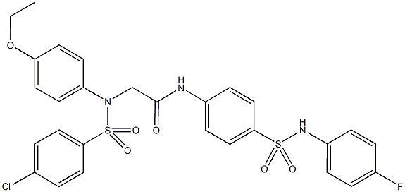 2-{[(4-chlorophenyl)sulfonyl]-4-ethoxyanilino}-N-{4-[(4-fluoroanilino)sulfonyl]phenyl}acetamide Struktur