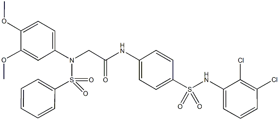 N-{4-[(2,3-dichloroanilino)sulfonyl]phenyl}-2-[3,4-dimethoxy(phenylsulfonyl)anilino]acetamide Struktur