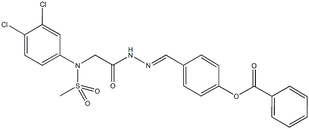 4-(2-{[3,4-dichloro(methylsulfonyl)anilino]acetyl}carbohydrazonoyl)phenyl benzoate Struktur