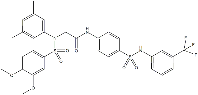 2-{[(3,4-dimethoxyphenyl)sulfonyl]-3,5-dimethylanilino}-N-(4-{[3-(trifluoromethyl)anilino]sulfonyl}phenyl)acetamide Struktur